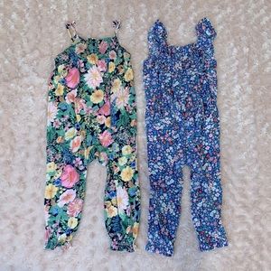 2T Girls Toddler Jumpsuit Romper Onesie One Piece Floral Lot of 2